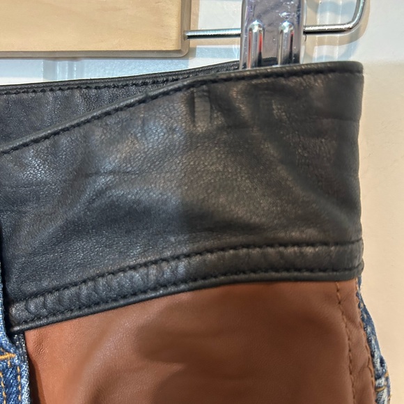 FRAME DENIM LEATHER BLOCK SYLVIE JEAN SIZE 27 STRAIGHT LEG HIGH RISE BUTTON FLY - Picture 12 of 14